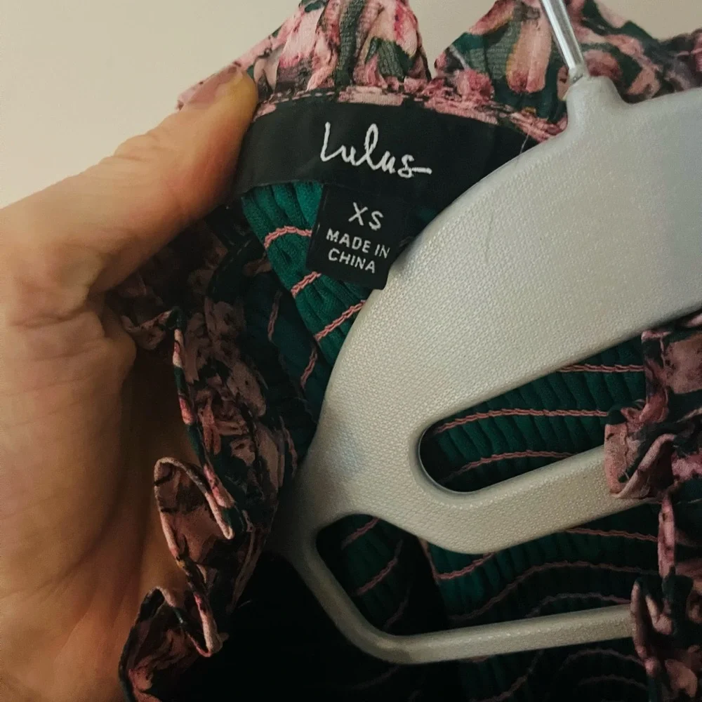 Lulu's Pink and Green Floral Dress - Picture 2 of 3